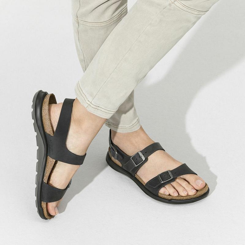 Birkenstock Sonora Oiled Læder Sandaler Dame Sort | DK 359KOR